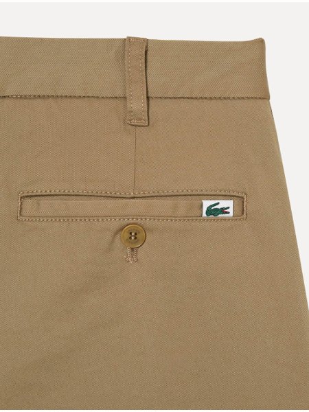 Calça Lacoste Masculina Skinny Sarja Chino Stretch Cotton Cáqui