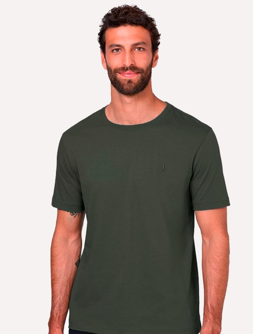 Camiseta Dudalina Masculina Essentials Modal Logo Verde Militar