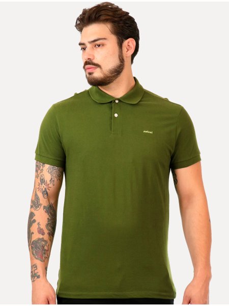 Polo Colcci Masculina Piquet Green Logo Verde Escuro Secret Outlet