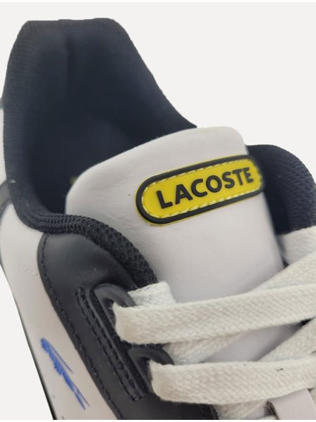 Tênis Lacoste Masculino T-Clip Leather Colour Contrast Trainers Branco/Preto