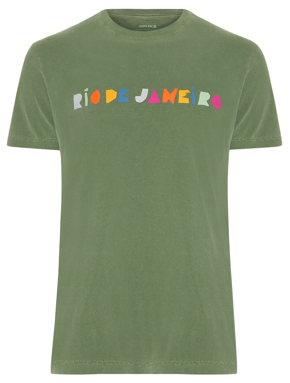Camiseta Osklen Masculina Slim Stone Rio de Janeiro Recorte Verde