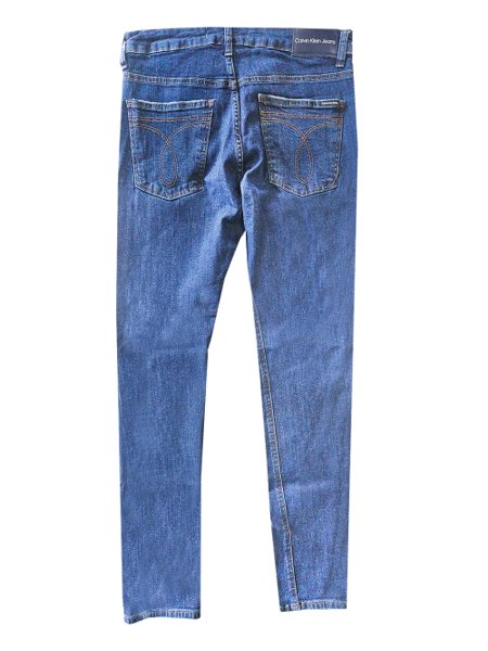 Calça Calvin Klein Jeans Masculina Stretch Navy Tag Azul Escuro