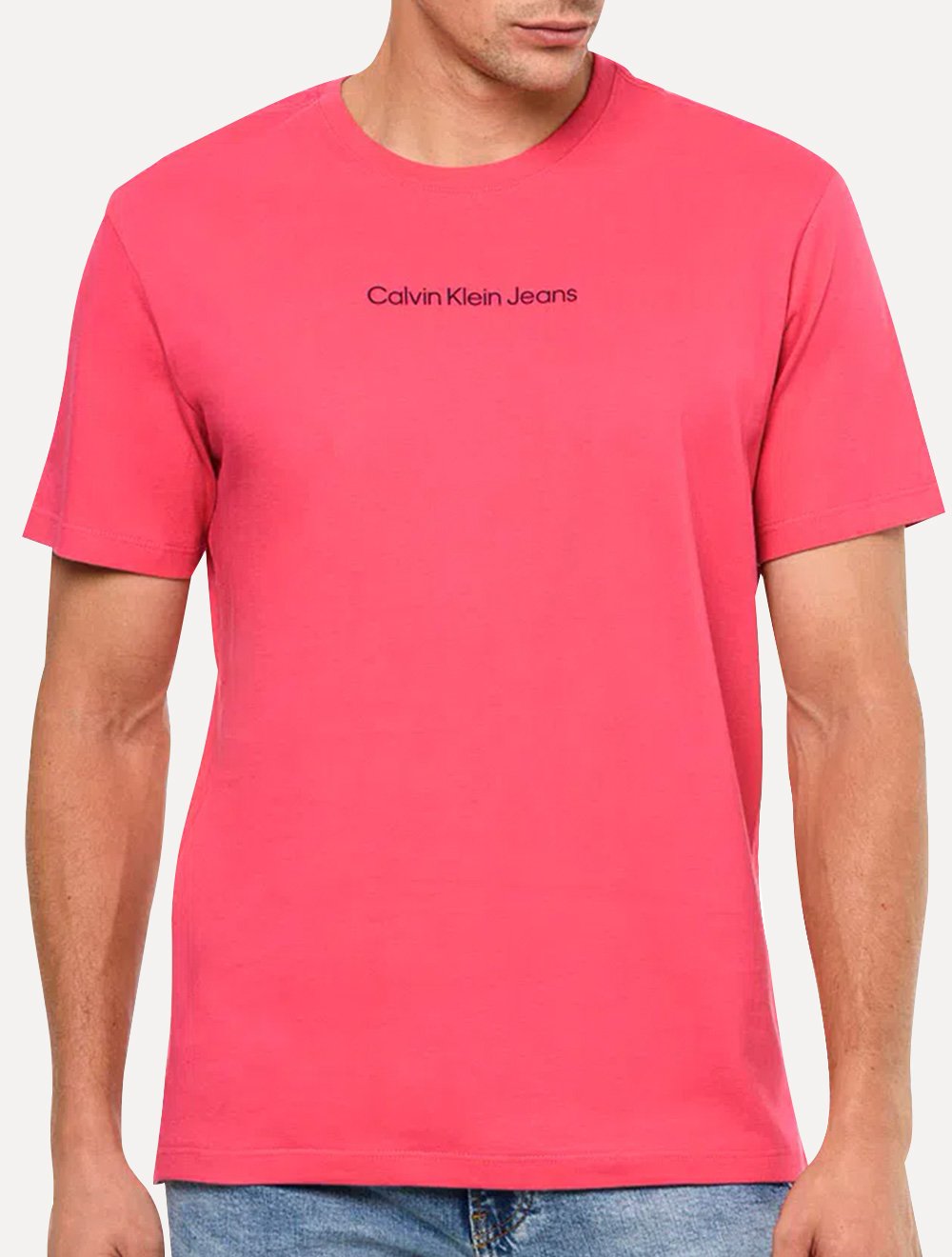 Camiseta Calvin Klein Jeans Masculina Institutional New Logo Rosa
