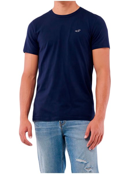Camiseta Hollister Masculina Must-Have Crewneck Icon Azul Marinho | Secret  Outlet