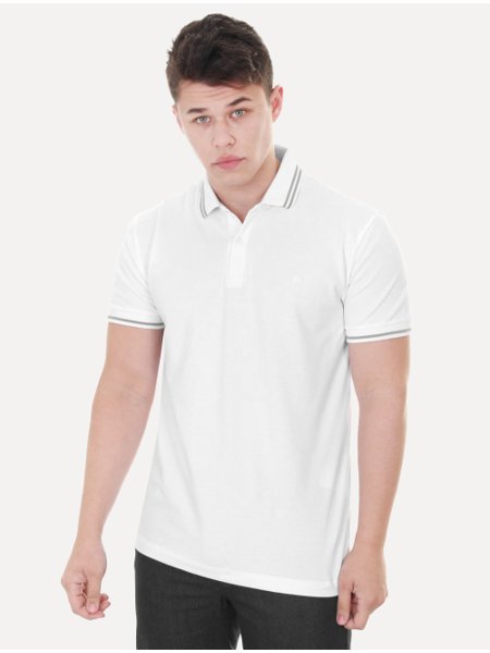 Polo Forum Masculina Piquet Muscle Tipped Relief Branca