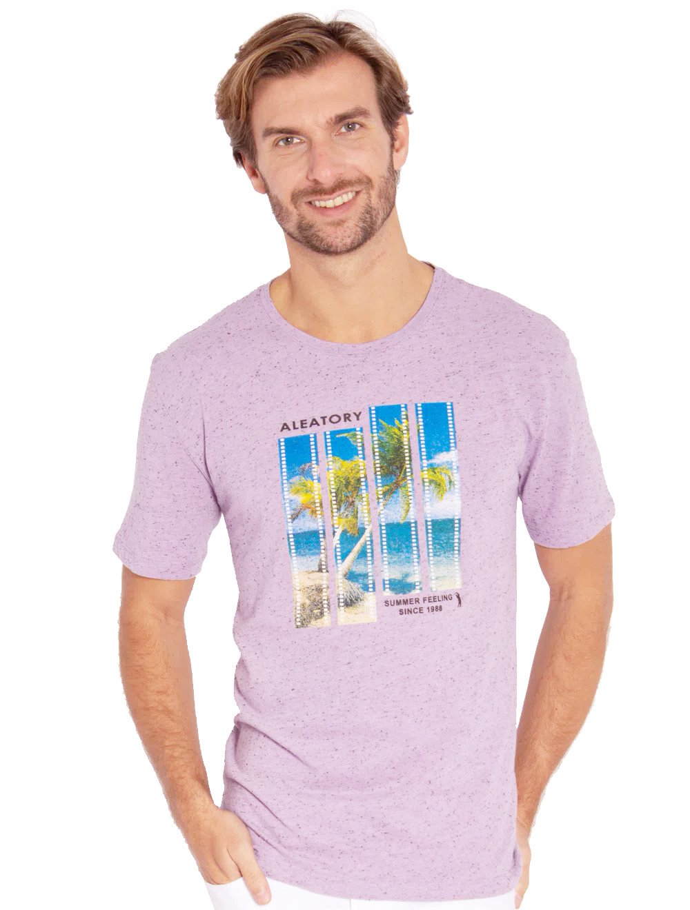 Camiseta Aleatory Masculina Summer Feelings Film Print Lilás