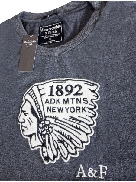 Camiseta Abercrombie Indian 1892 Mtns New York Azul Mescla