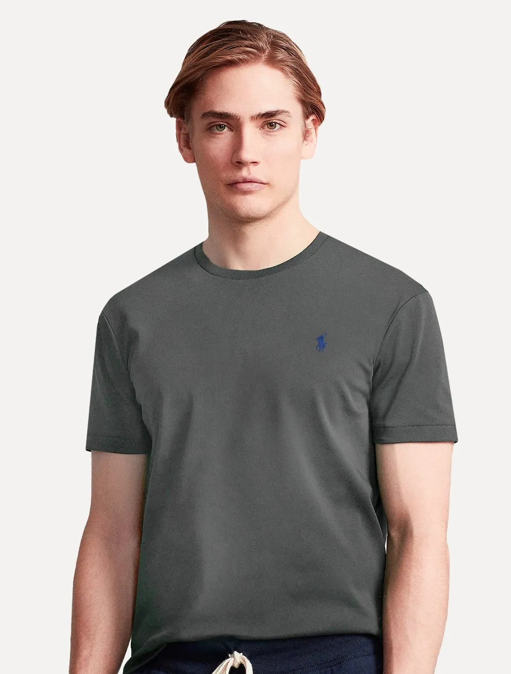 Camiseta Ralph Lauren Masculina Custom Slim Fit Navy Icon Grafite