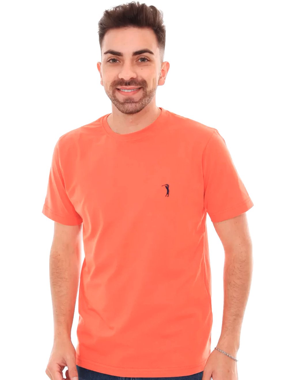 Camiseta Aleatory Masculina Navy Icon Orange Heat Salmão