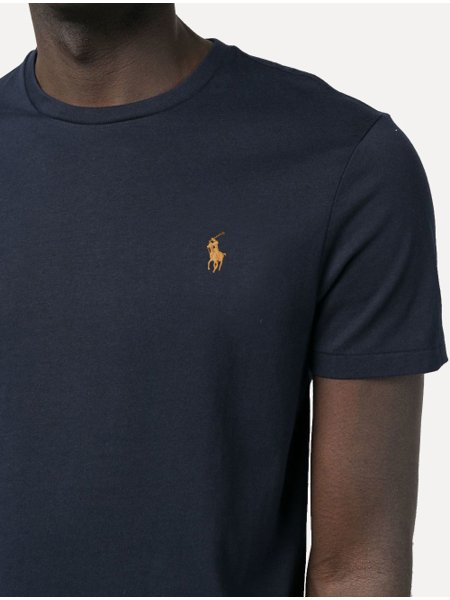 Camiseta Ralph Lauren Masculina Custom Fit Gold Icon Azul Marinho