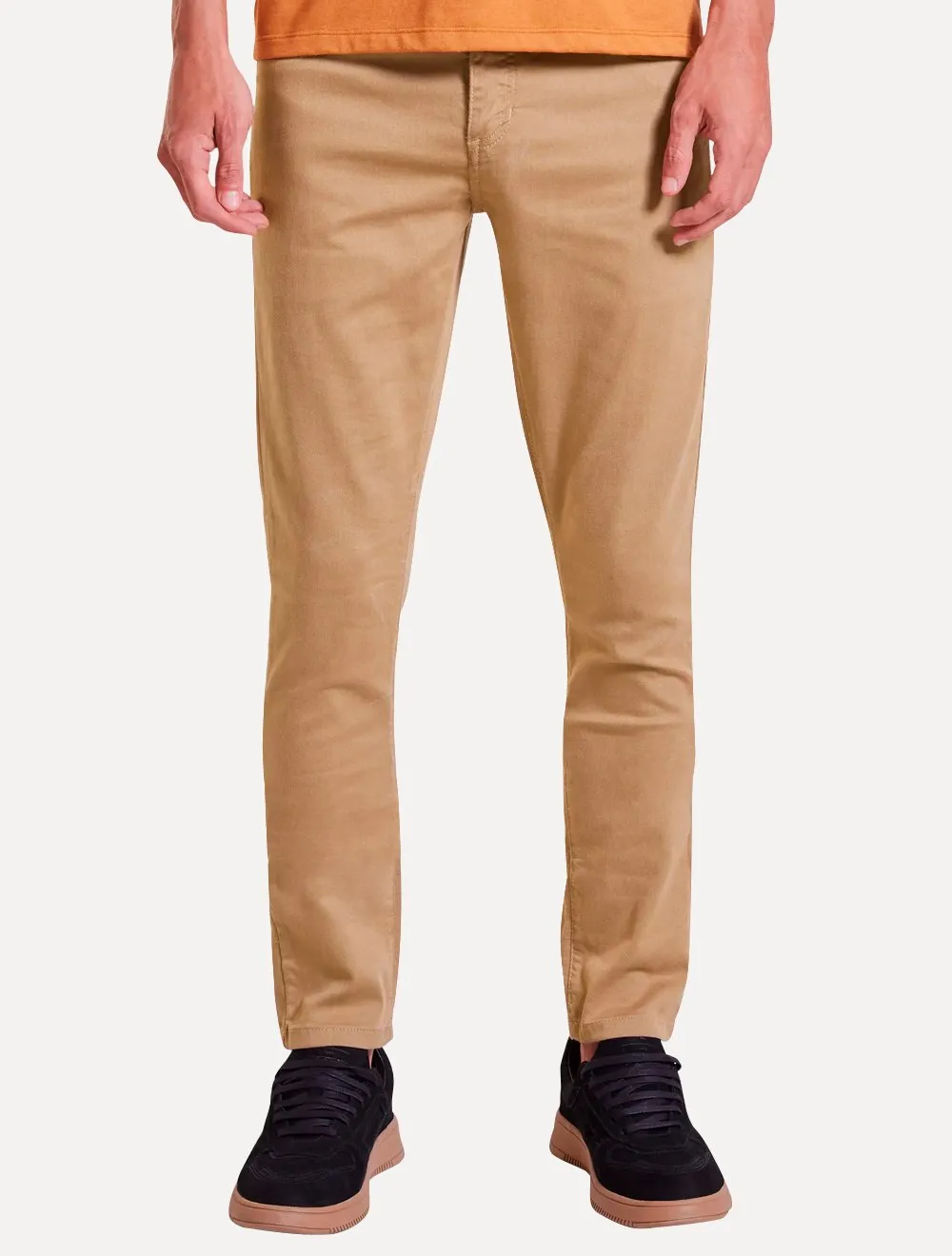 Calça Reserva Masculina Sarja Super Skinny Color Cáqui Escuro