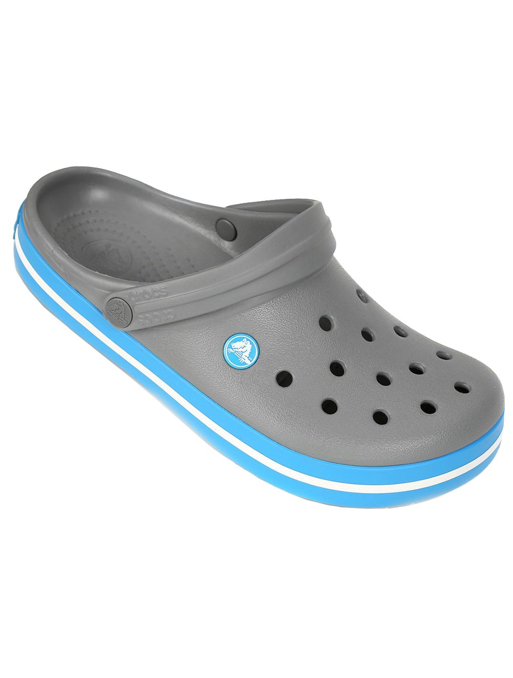 Sandália Crocs Masculina Crocband Clog Cinza Escuro/Azul Claro
