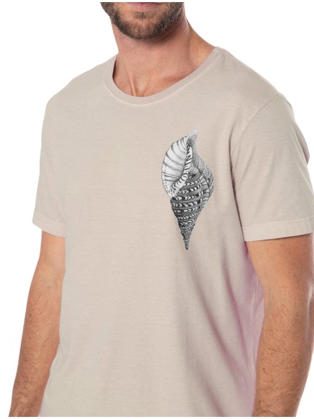 Camiseta Osklen Masculina Slim Stone Concha Areia