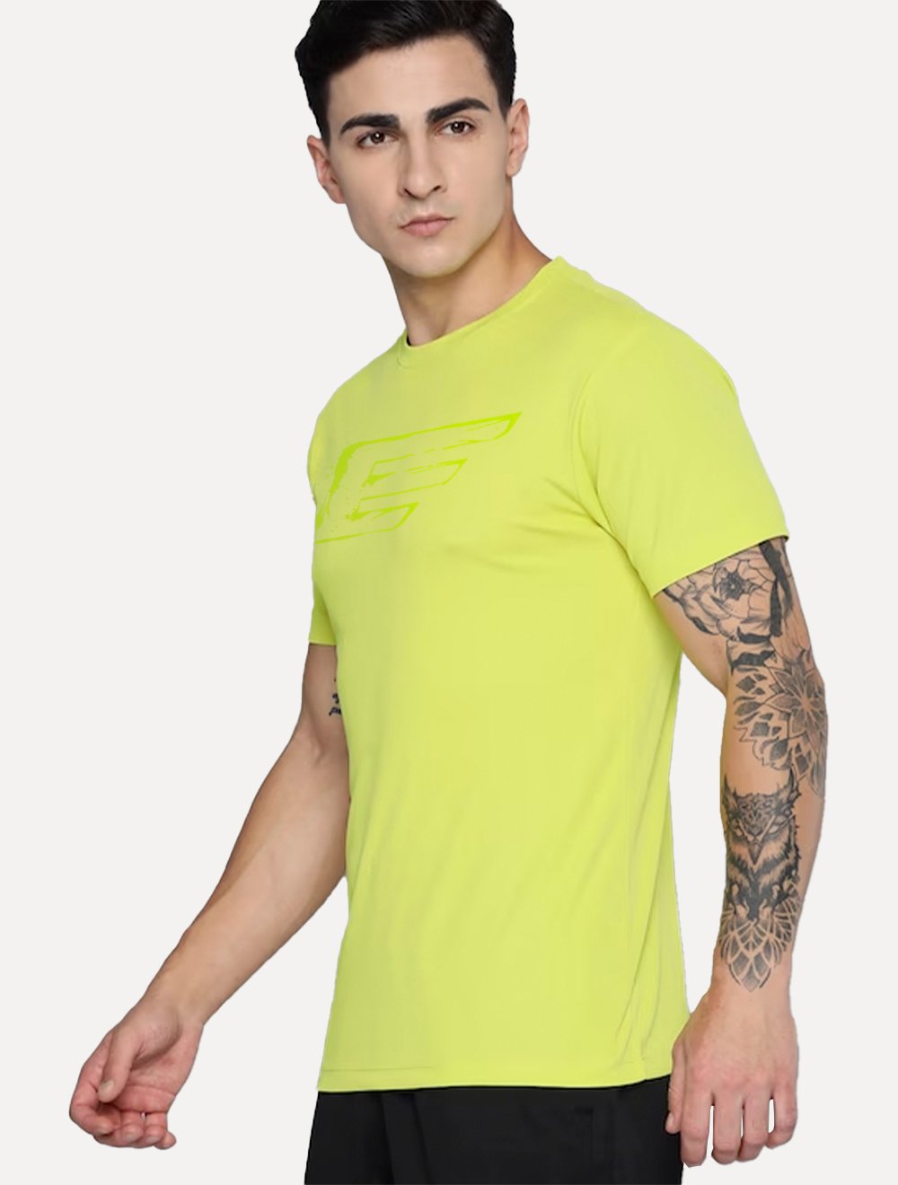 Camiseta Ellus Masculina Cotton Fine Maxi Splash Logo Neon Amarela