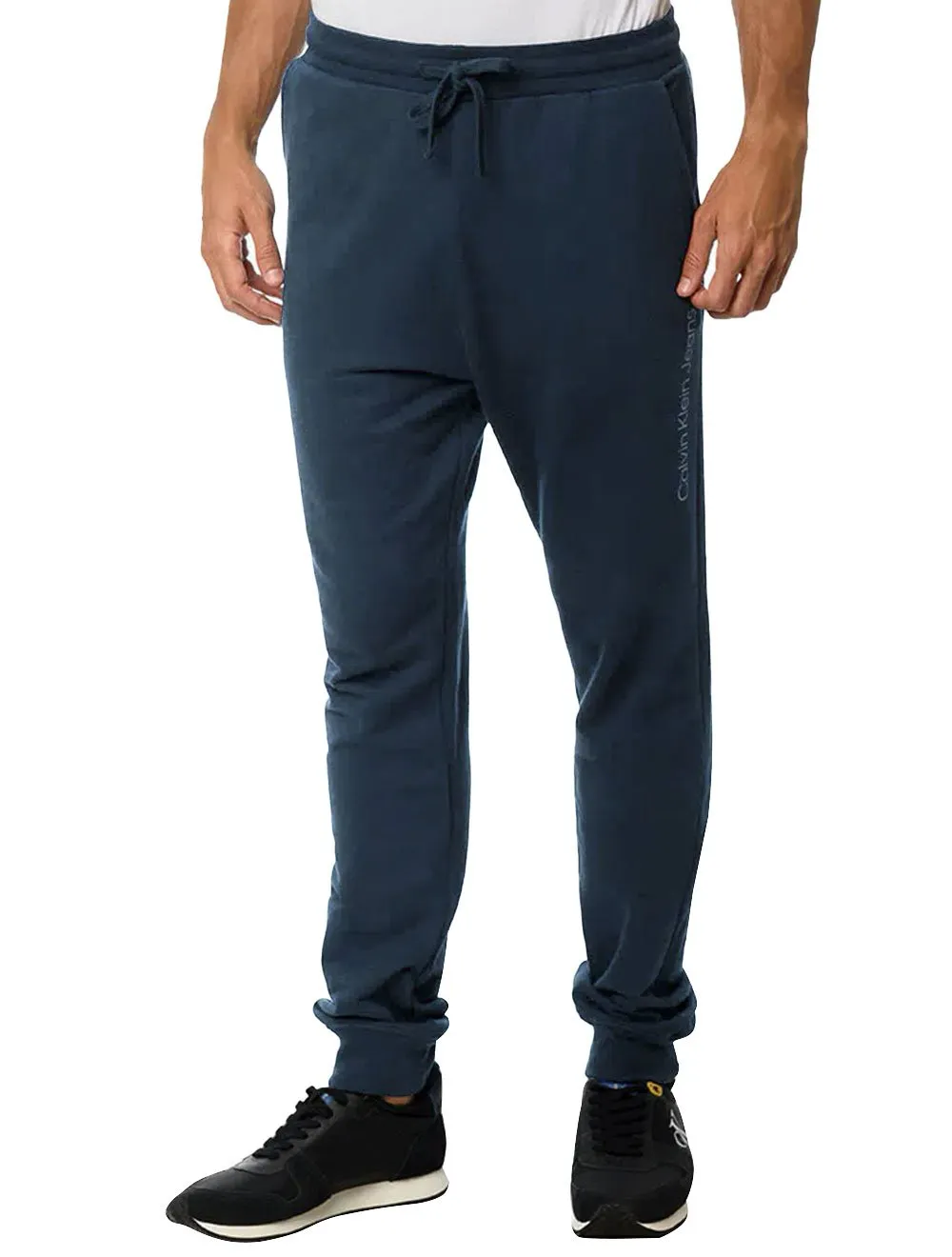 Calça Calvin Klein Jeans Masculina Moletom Side New Logo Azul