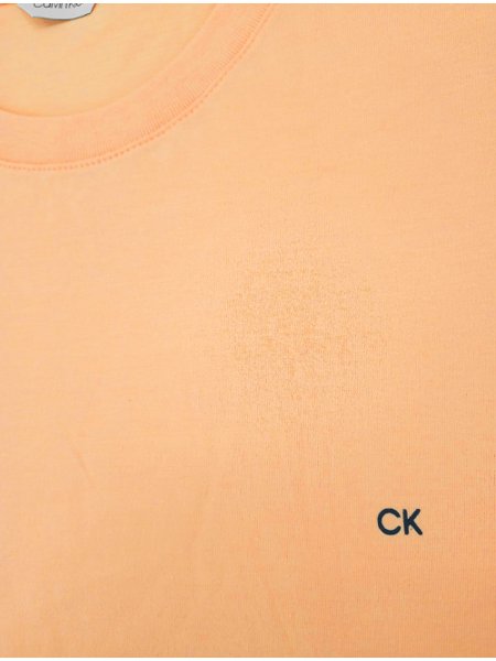 Camiseta Calvin Klein Masculina Meia Malha Basica CK Laranja Claro