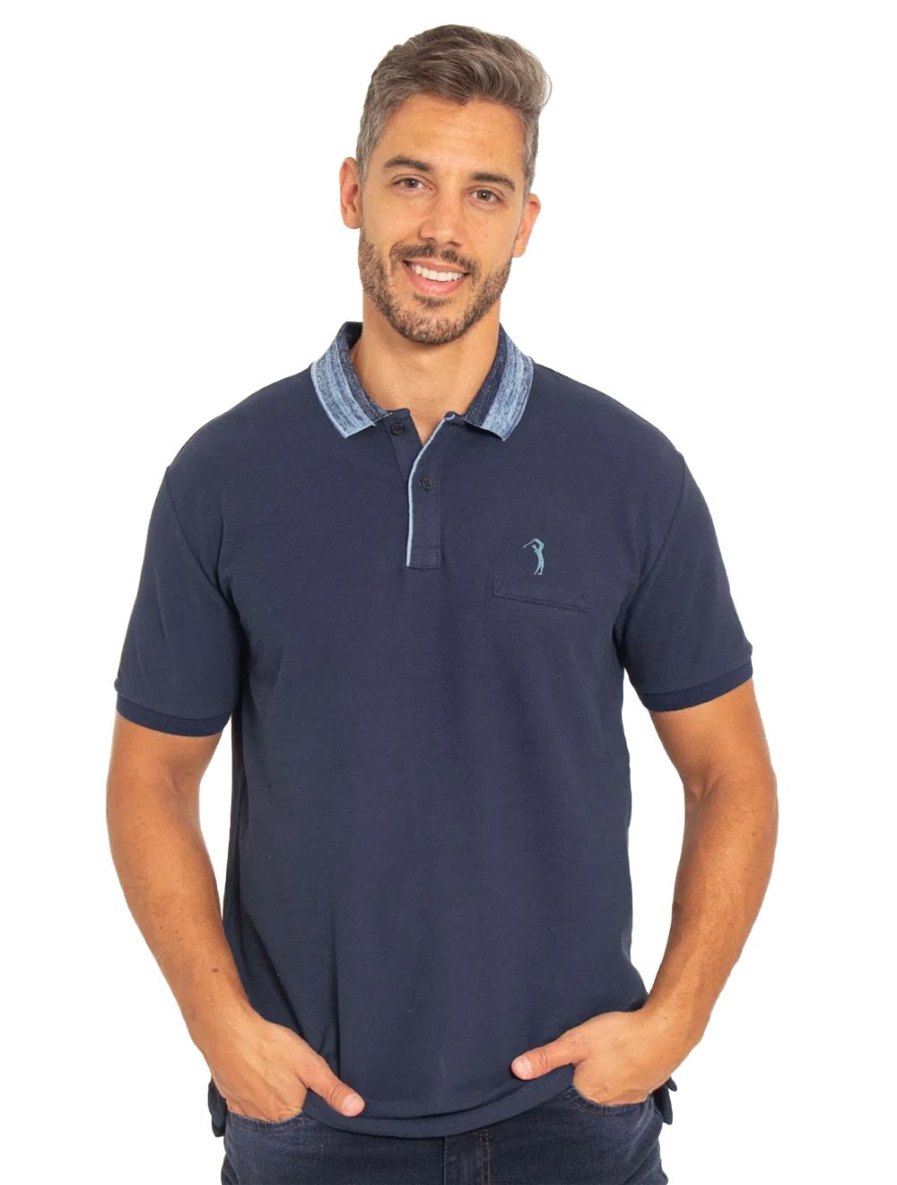 U.S. Polo Assn. Camisa polo masculina de piquê lisa, Azul-petróleo