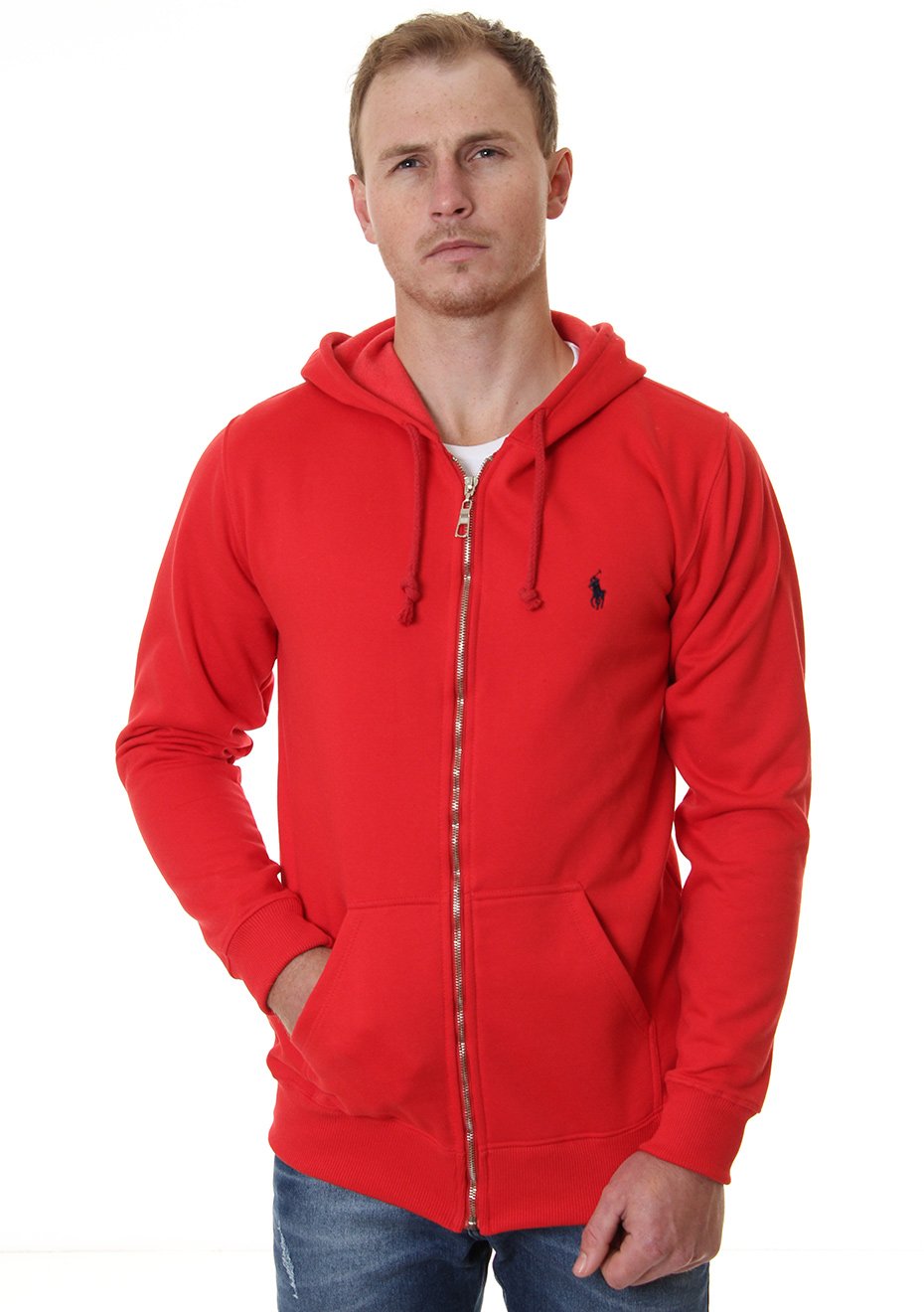 polo full zip moletom com capuz