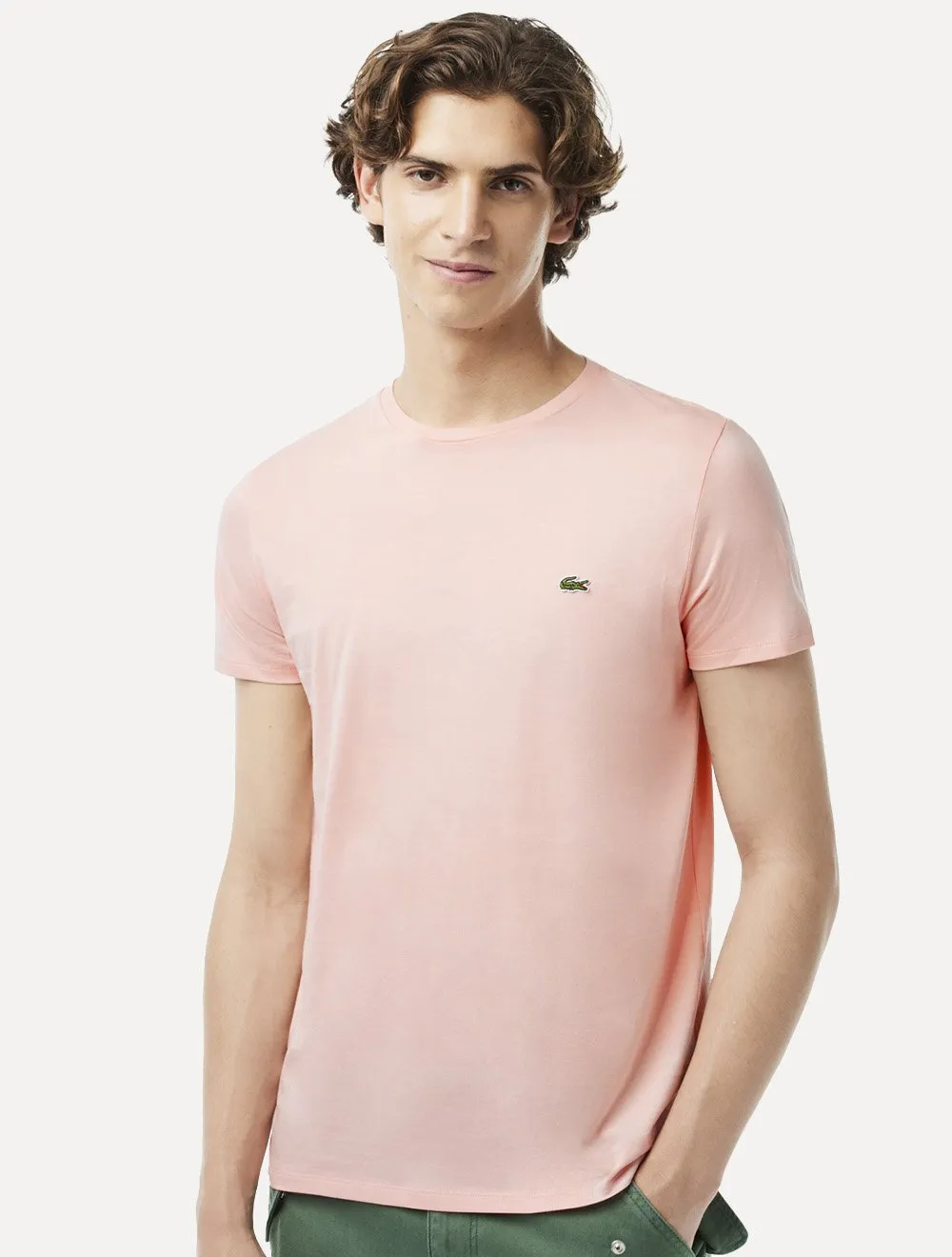 Camiseta Lacoste Masculina Jersey Pima Cotton Peach Rosa