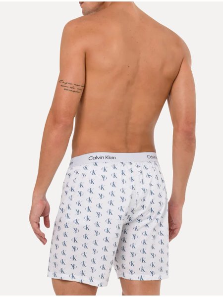 Cueca Calvin Klein Samba Canção Ck Print Staggered Logo Branca