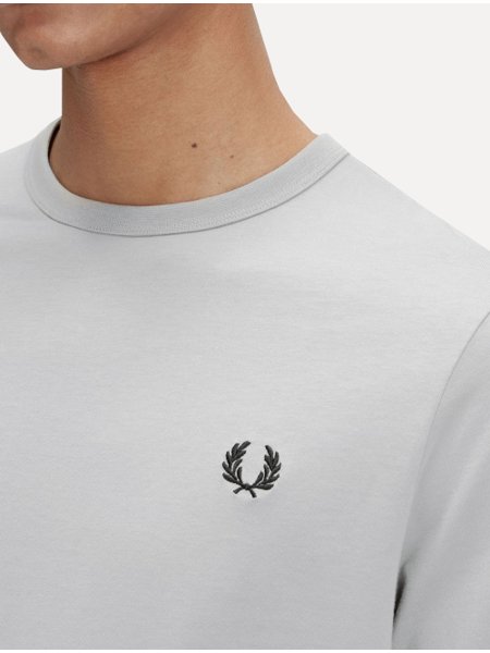 Camiseta Fred Perry Masculina Regular Ringer Logo Cinza