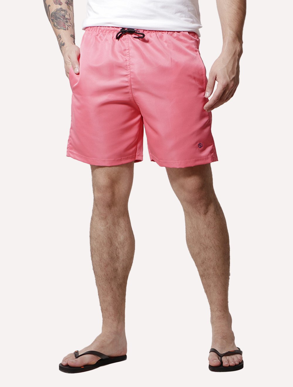Short Disky Masculino Beachwear Liso Coral Rosa