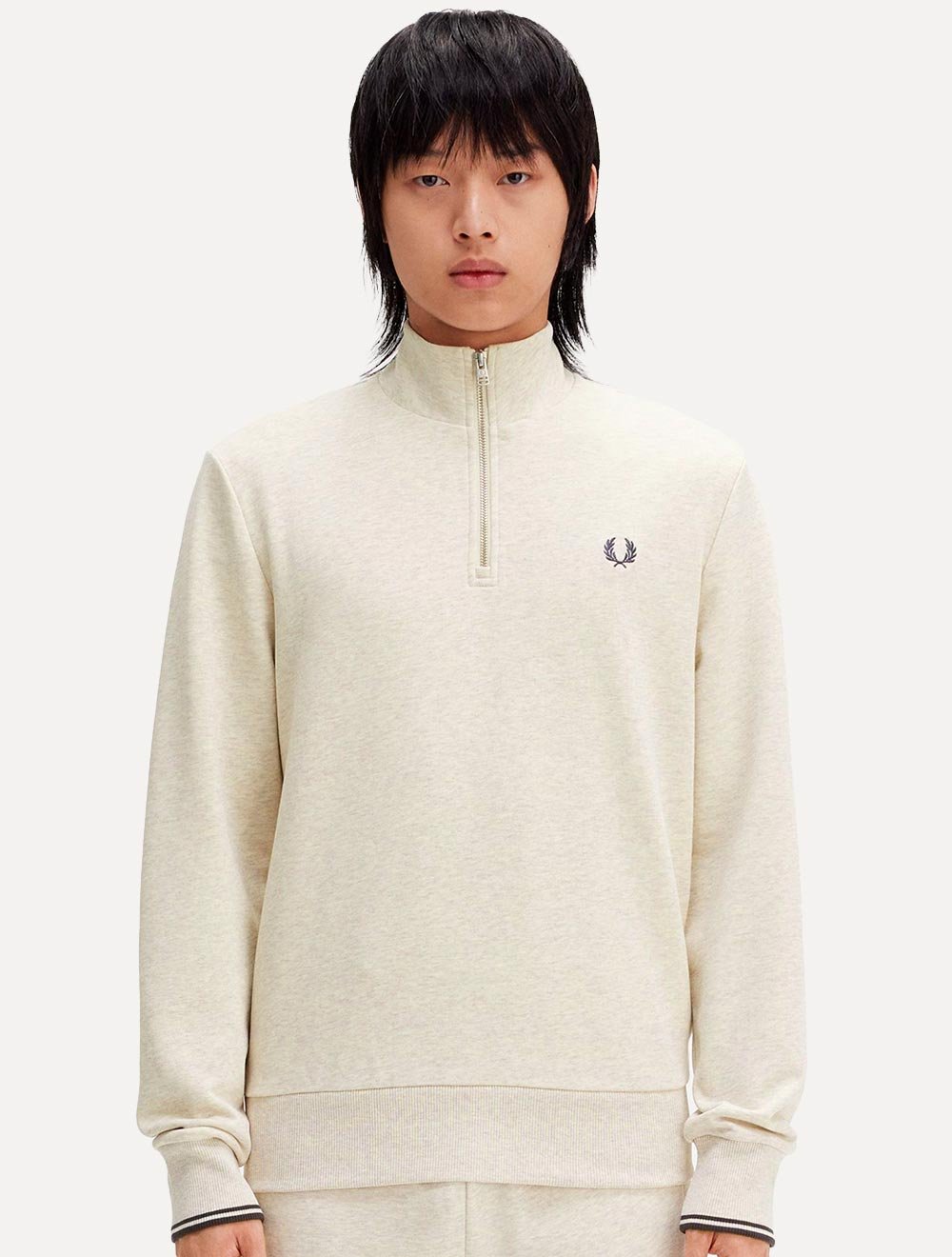 Blusa Fred Perry Moletom Masculina Regular Half Zip Off-White