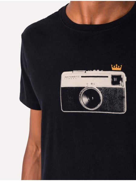 Camiseta Osklen Masculina Slim Vintage Camera Photo Preta