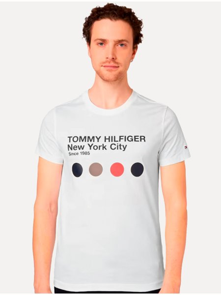 Camiseta Tommy Hilfiger Masculina NYC Metro Dot Branca