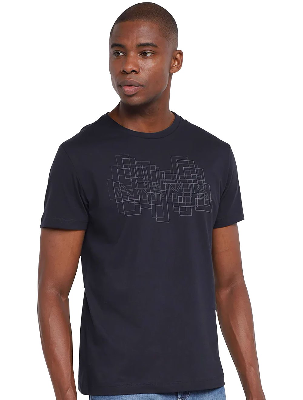 Camiseta Aramis Regular Geometric Relief Azul Marinho