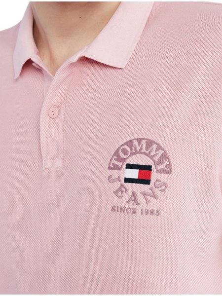 Polo Tommy Jeans Masculino Regular Timeless Circle Rosa