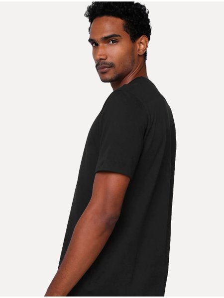 Camiseta Calvin Klein Masculina Meia Malha Dark CK Preta