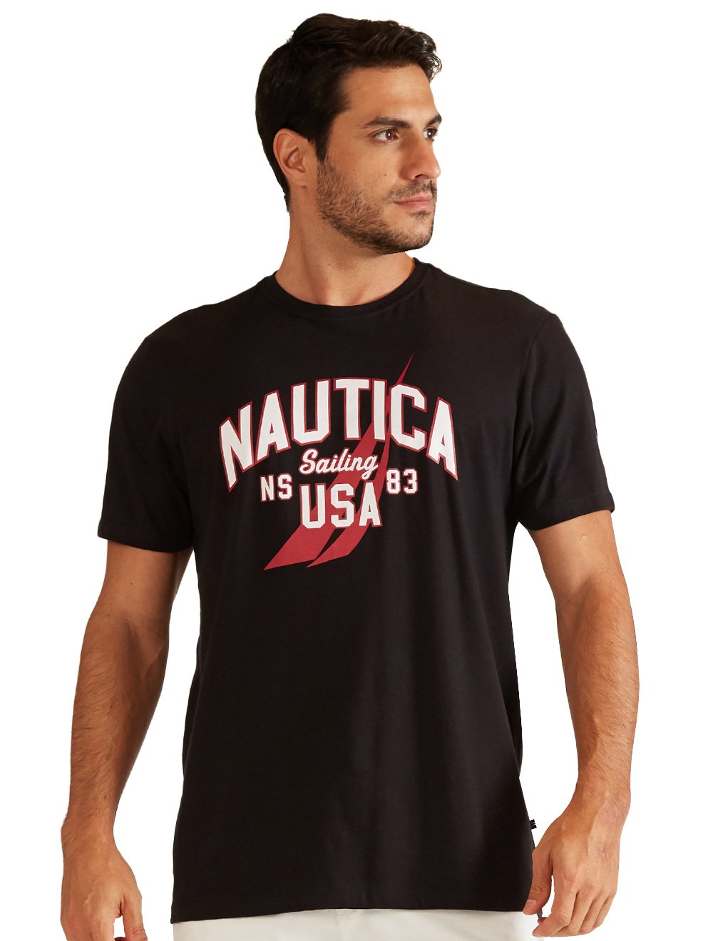 Camiseta Nautica Masculina Arc Sailing USA 83 Preta