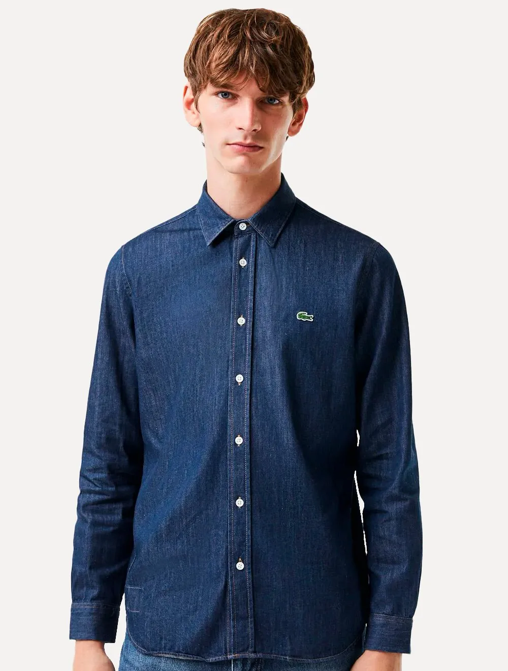 Camisa Lacoste Masculina Jeans Regular Fit Logo Escura Secret Outlet