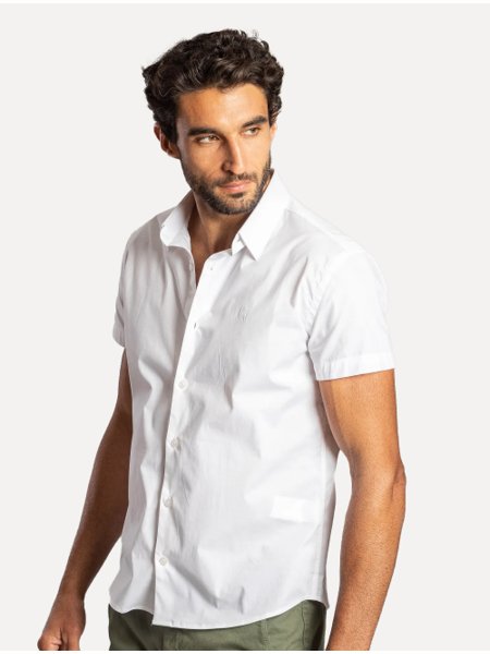 Camisa Sergio K Masculina Manga Curta Elastano Branca
