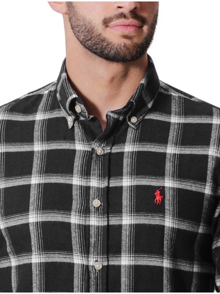 Camisa Custom Flannel Xadrez R.L Preto e Branco - New Man Store