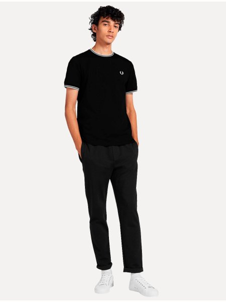 Camiseta Fred Perry Masculina Regular Twin Tipped Preta