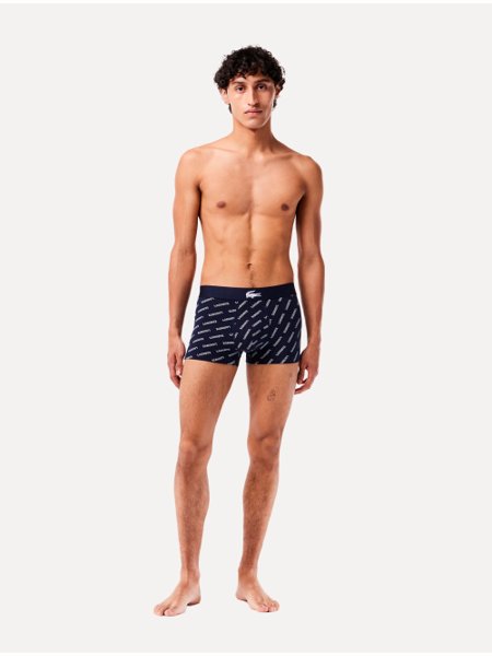 Cuecas Lacoste Boxer Casual Stretch Logo Marinho/Branca/Mescla Pack 3UN