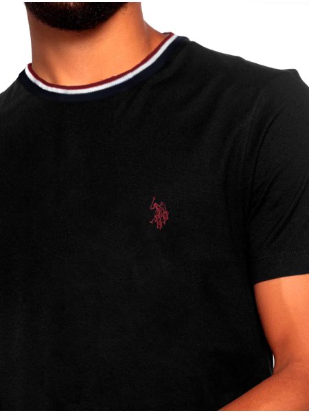 Camiseta U.S. Polo Assn Masculina Retilinea Signature Stripe Preta