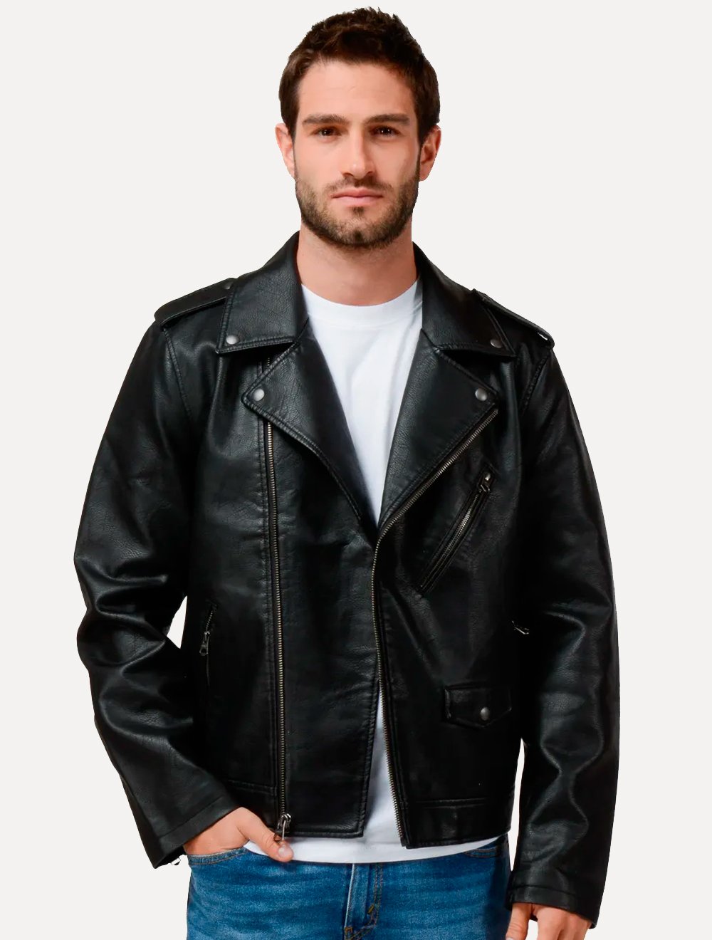 Jaqueta Levis Masculina Couro Standart Asym Motorcycle Preta