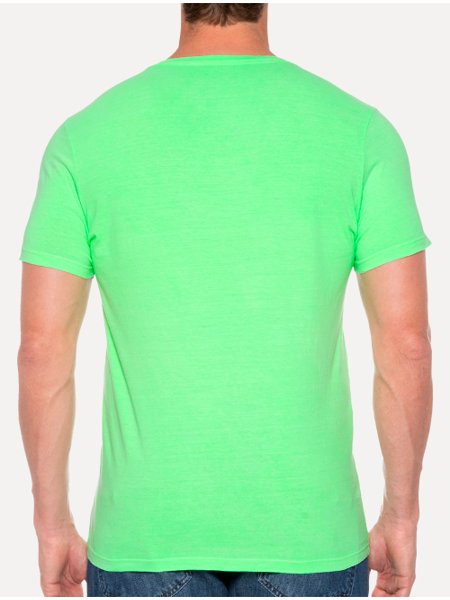 Camiseta Ellus Masculina Cotton Fine Maxi Splash Logo Neon Verde