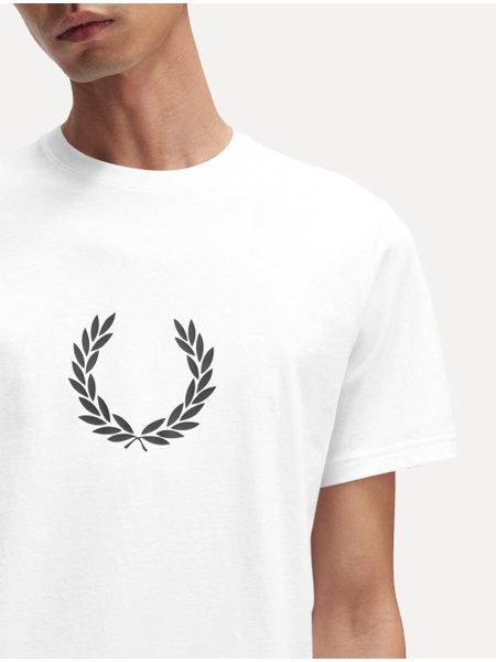 Camiseta Fred Perry Masculina Regular Laurel Wreath Graphic Branca