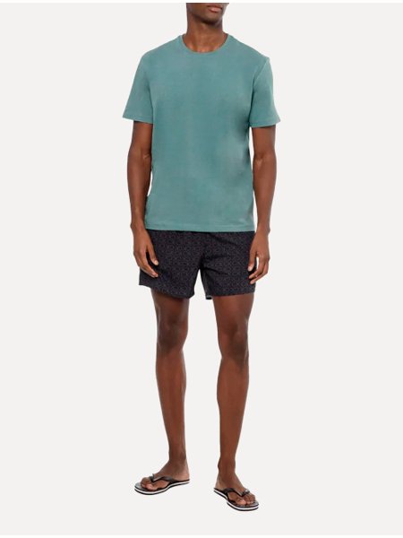 Camiseta Calvin Klein Swimwear Masculina C-Neck Shoulder Verde Médio