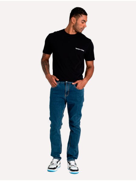 Calça Tommy Jeans Masculina Dad Regular Tapered Azul Médio