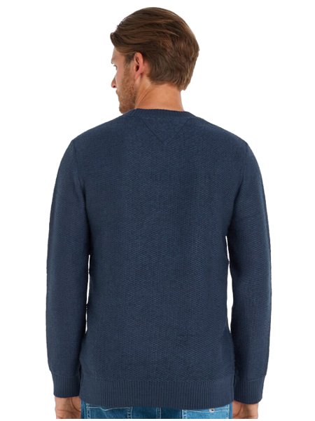 Suéter Tommy Jeans Masculino C-Neck Regular Structured Sweater Azul Marinho