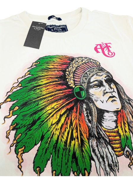 Camiseta Abercrombie Masculina Muscle Sketch Indian Chief Branca