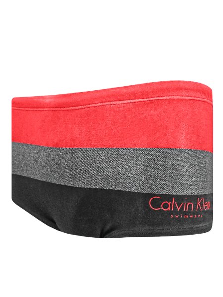 Sunga Calvin Klein Swimwear Tricolor Sash Vermelha/Grafite Mescla/Chumbo