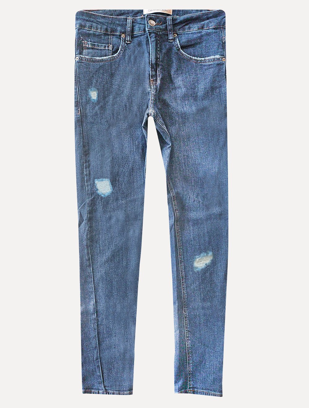 Calça Calvin Klein Jeans Masculina Stretch Destroyed Brown Tag Azul Marinho