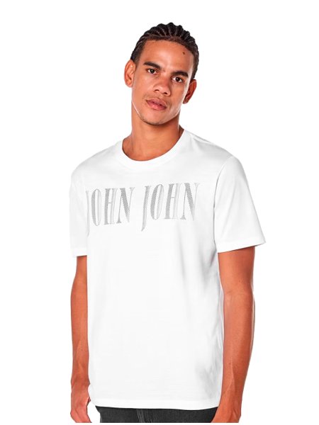 Camiseta John John Masculina Regular Logo Points Branca