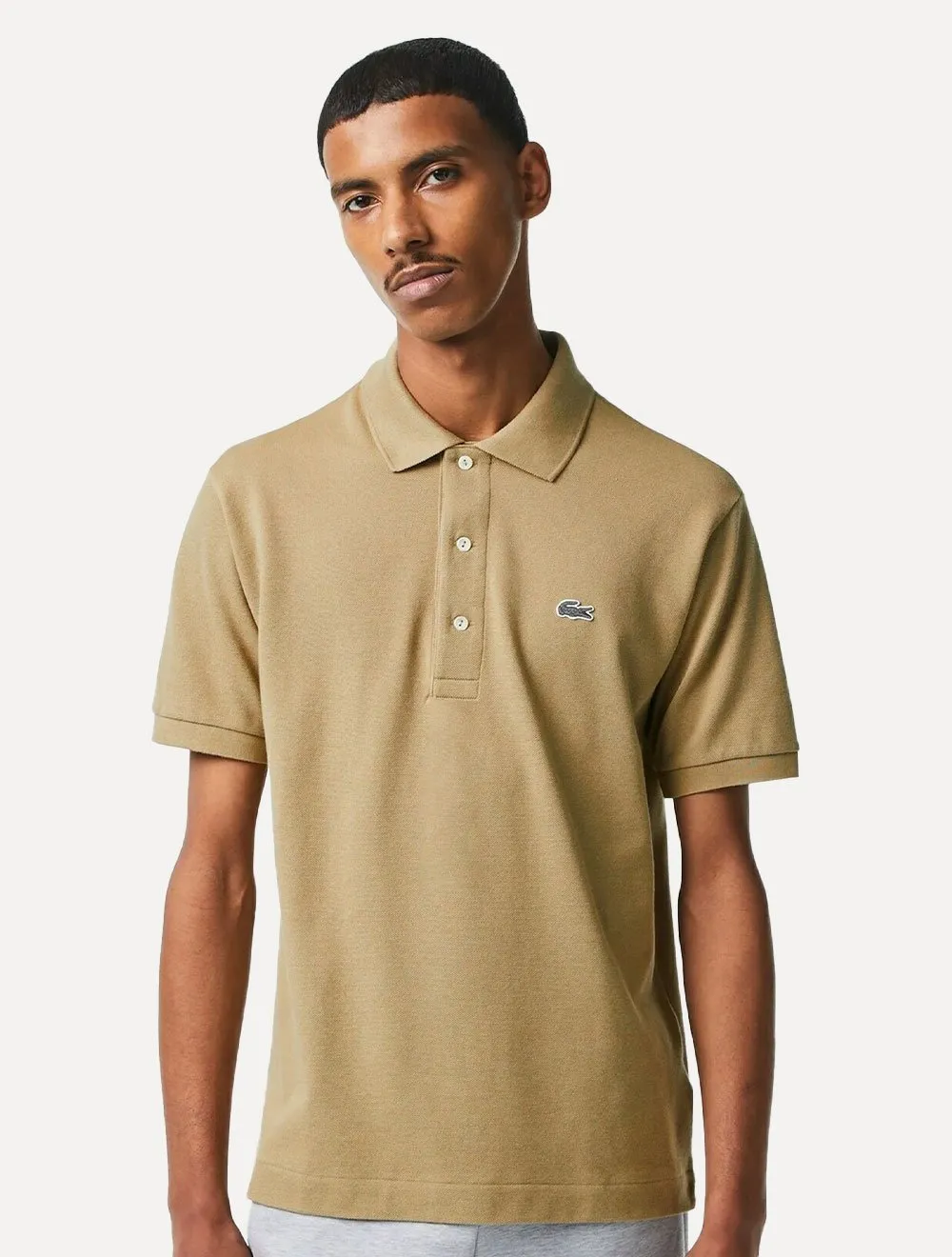 Polo Lacoste Masculina Piquet Slim Fit Stretch Cáqui